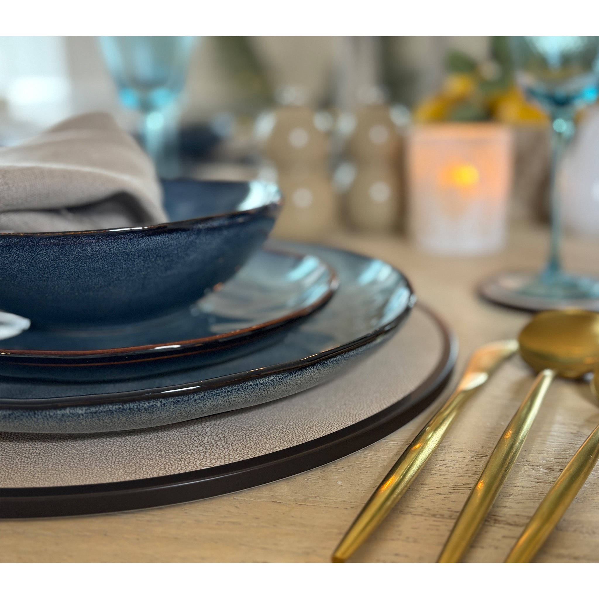 Stoneware Blue Side Plates - Set of 4